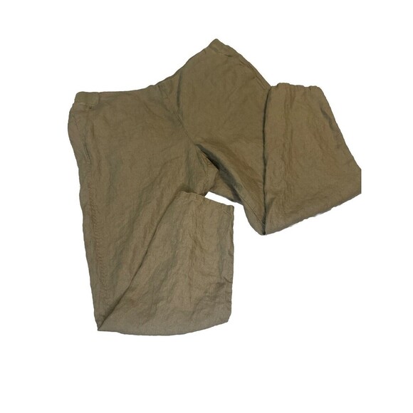 J. Jill Love Linen Olive GREEN Pull On Ankle Pants Women’s Elastic Waist Sz L - Picture 1 of 10